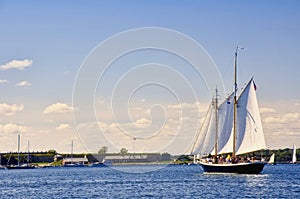 Sailboat on Narragansett Bay photo