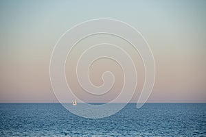 Sailboat navigating the RÃÂ­o de la Plata in the City of Buenos Aires, capital of Argentina photo