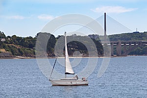 Sailboat near Iroise bridge