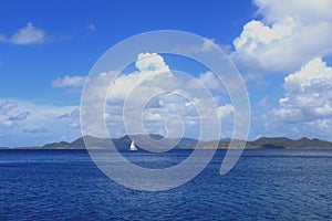 Sailboat near Norman Island in the British Virgin Islands