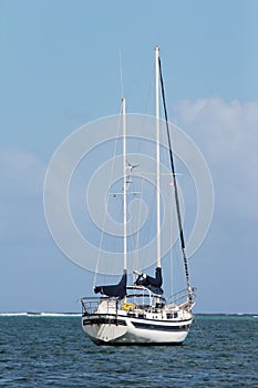 A sailboat in the Pacific ocean.