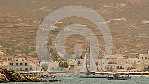 Sailboat at Paroikia at Paros island in Greece.