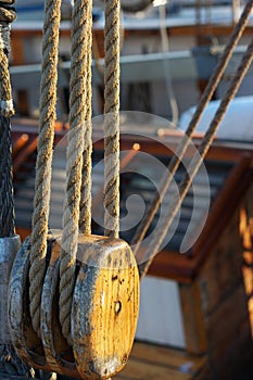 Sailboat pulleys detail photo