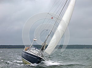 Sailboat racing in the winter
