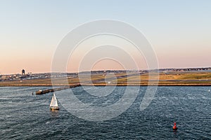 Sailboat and Red Channel Marker by Boston Airport