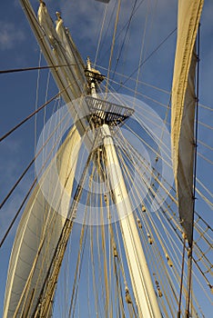 Sailboat rigging, Floreana Island, Galapagos Islands photo