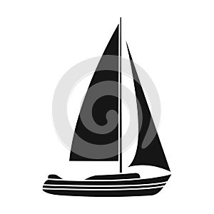 Sailboat for sailing.Boat to compete in sailing.Ship and water transport single icon in black style vector symbol stock