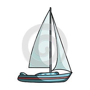 Sailboat for sailing.Boat to compete in sailing.Ship and water transport single icon in cartoon style vector symbol