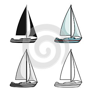 Sailboat for sailing.Boat to compete in sailing.Ship and water transport single icon in cartoon style vector symbol