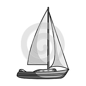 Sailboat for sailing.Boat to compete in sailing.Ship and water transport single icon in monochrome style vector symbol