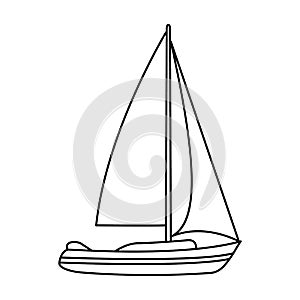 Sailboat for sailing.Boat to compete in sailing.Ship and water transport single icon in outline style vector symbol