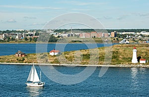 Sailboat sailing into Halifax Harbour