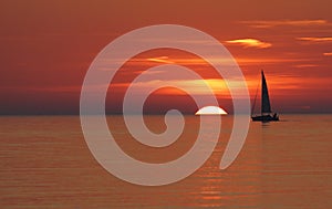 Sailboat Sailing into the Sunset