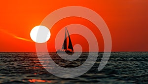 Sailboat Sailing Sunset Silhouette
