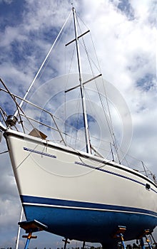 Sailboat on a Scaffold for Repair