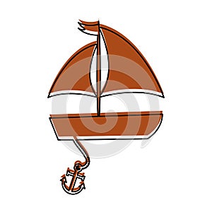 Sailboat sea with anchor