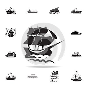 sailboat in the sea icon. Detailed set of ship icons. Premium graphic design. One of the collection icons for websites, web design