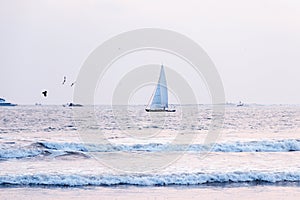 Sailboat in the sea, luxury summer adventure.