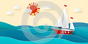 Sailboat in the sea Paper cut