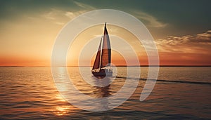 sailboat on the sea sailing on the sunset sailboat at sunset