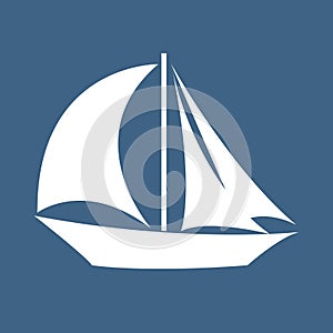 Sailboat in the sea, simple sailboat silhouette