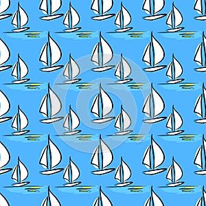 Sailboat seamless colored background. boat at sea