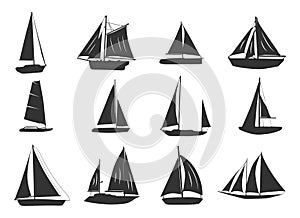 Sailboat Silhouette, Yacht Sailboat Silhouette, Sailing Boat Silhouette