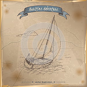 Sailboat sketch. Maritime adveture series.