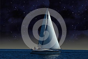 A sailboat in the starry night