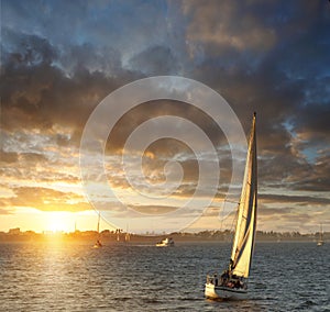 Sailboat at sunset