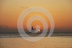 Sailboat in sunset - Cayman
