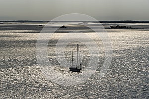 Sailboat at sunset Helsinki Finland