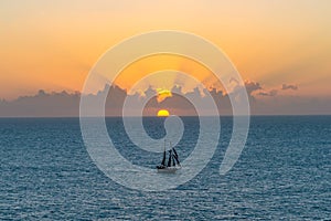 Sailboat at sunset in Key West