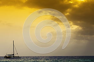 Sailboat Sunset In Negril Jamaica