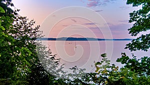 Sailboat at sunset on the Puget Sound