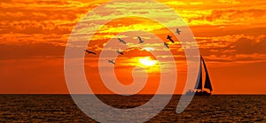 Sailboat Sunset Silhouette Inspiration Inspiration Boat Sailing Ocean Beach Sunrise Banner Header
