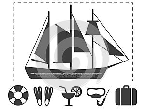 Sailboat travel info poster elements