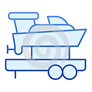 Sailboat on truck flat icon. Boat with trailer blue icons in trendy flat style. Ship transportation gradient style