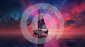 A sailboat under a pink sky beautiful image generative AI