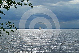 Sailboat under a stormy sky