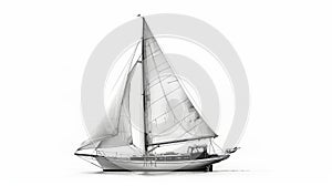 The sailboat is under a white background