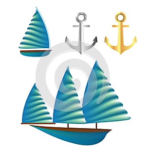 Sailboat vector desing element for summer season.