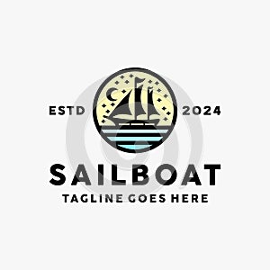 Sailboat Vector Logo Silhouette Design illustration