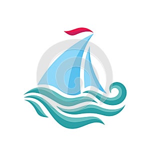 Sailboat - vector logo template concept illustration. Ship icon. Sea trip sign. Boat symbol. Design element