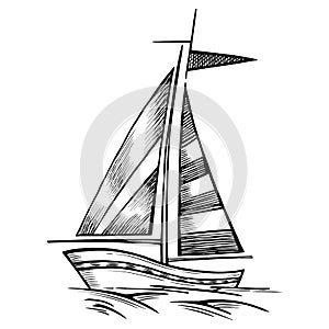 Sailboat vector sketch isolated