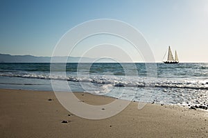 Sailboat view from Camarones Beach photo