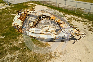 Sailboat washed ashore aftermath hurricane