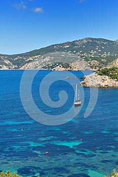 Sailboat on the west coast of Ibiza