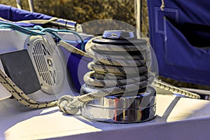 Sailboat winch and rope yacht