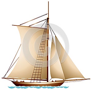 Sailboat, XIX century sailing vessel